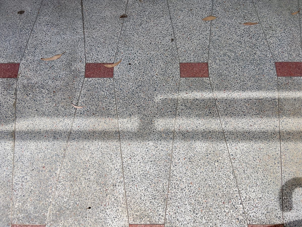 Exposed aggregate concrete paving, close up